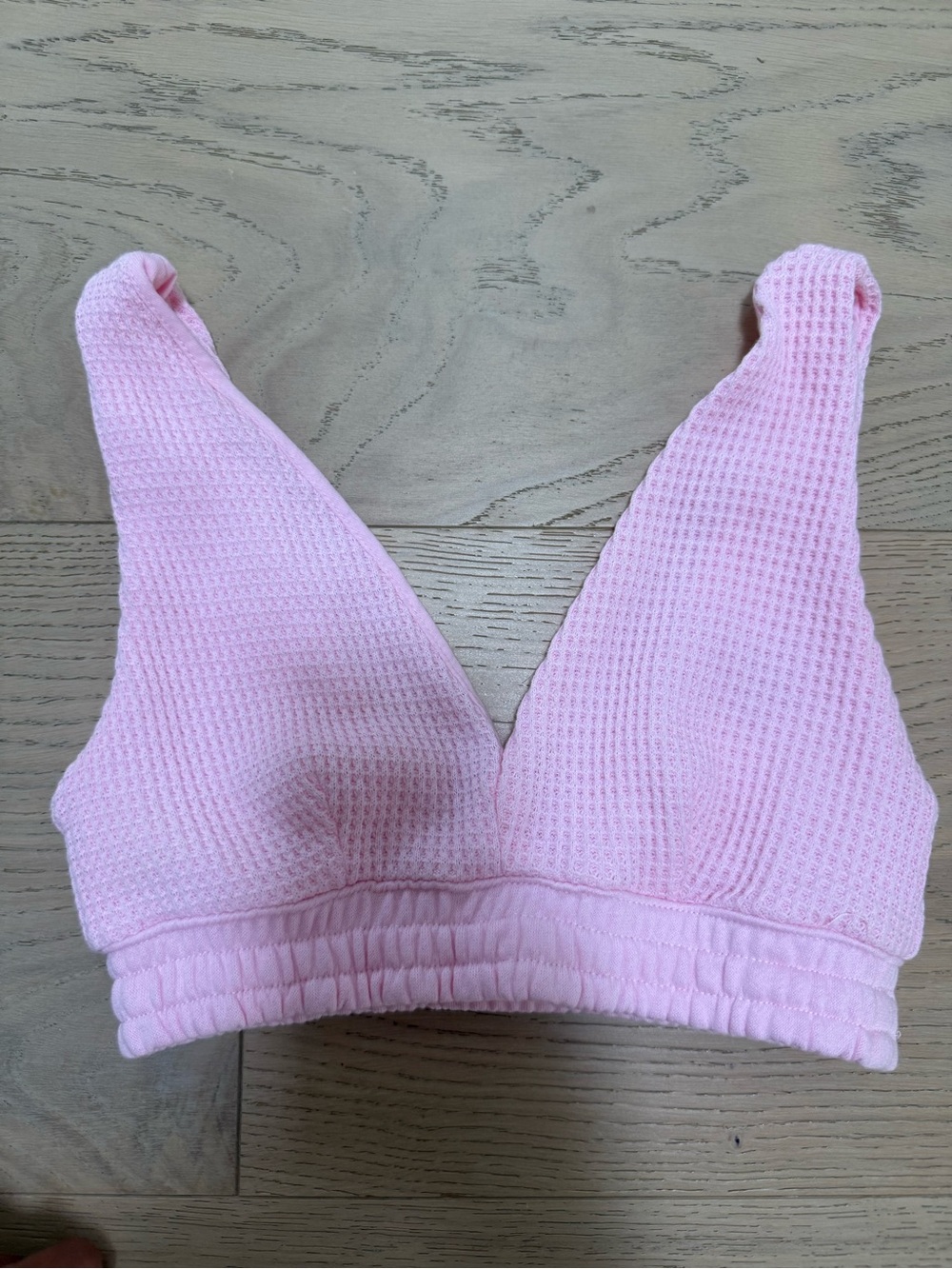 Light Pink Waffle-Knit Triangle Tank Bralette